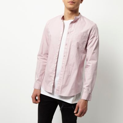 Dusty pink Oxford grandad shirt